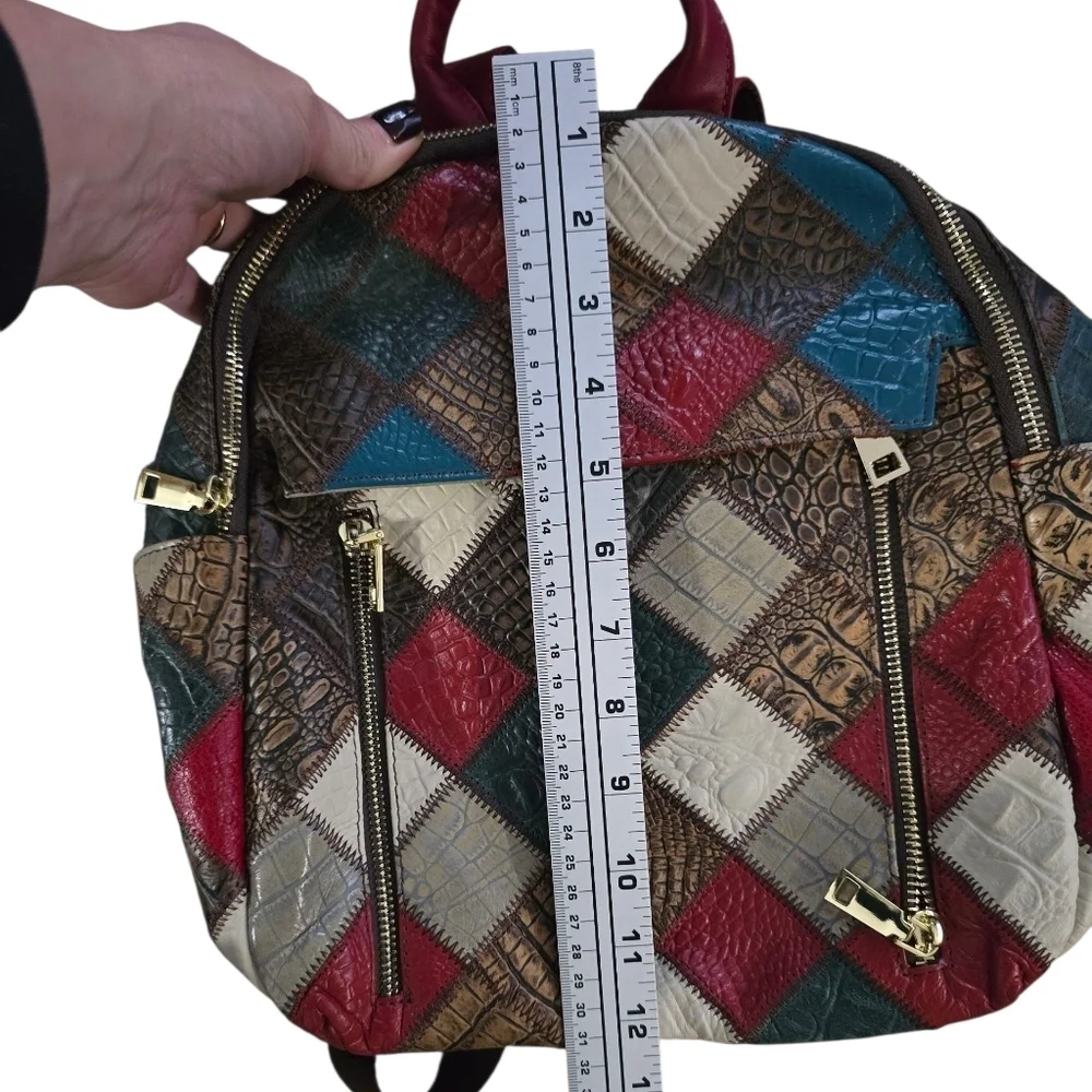 Cobbler Legend Colorful Patchwork Leather Backpack Retro Purse Bag